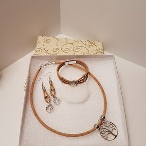 New Mushland Family tree 3 piece Portuguese Cork Necklace Set